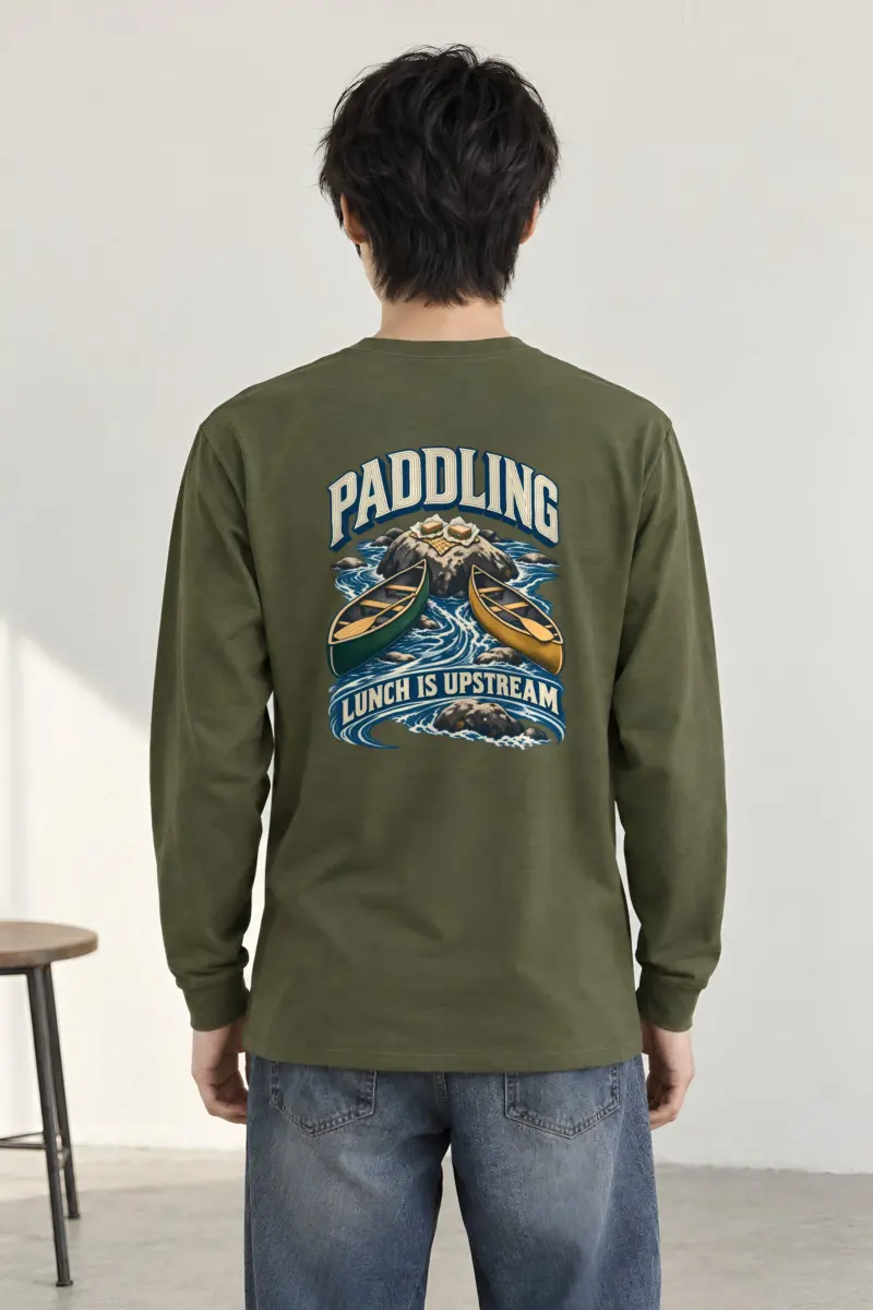 “Paddling Lunch Is Upstream” Unisex Longsleeve T-shirt