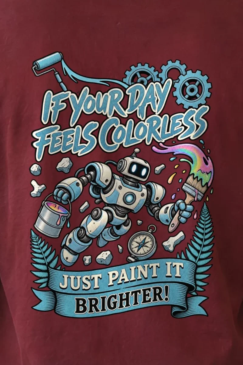 "Paint It Brighter" Unisex Longsleeve T-shirt - the graphic up close