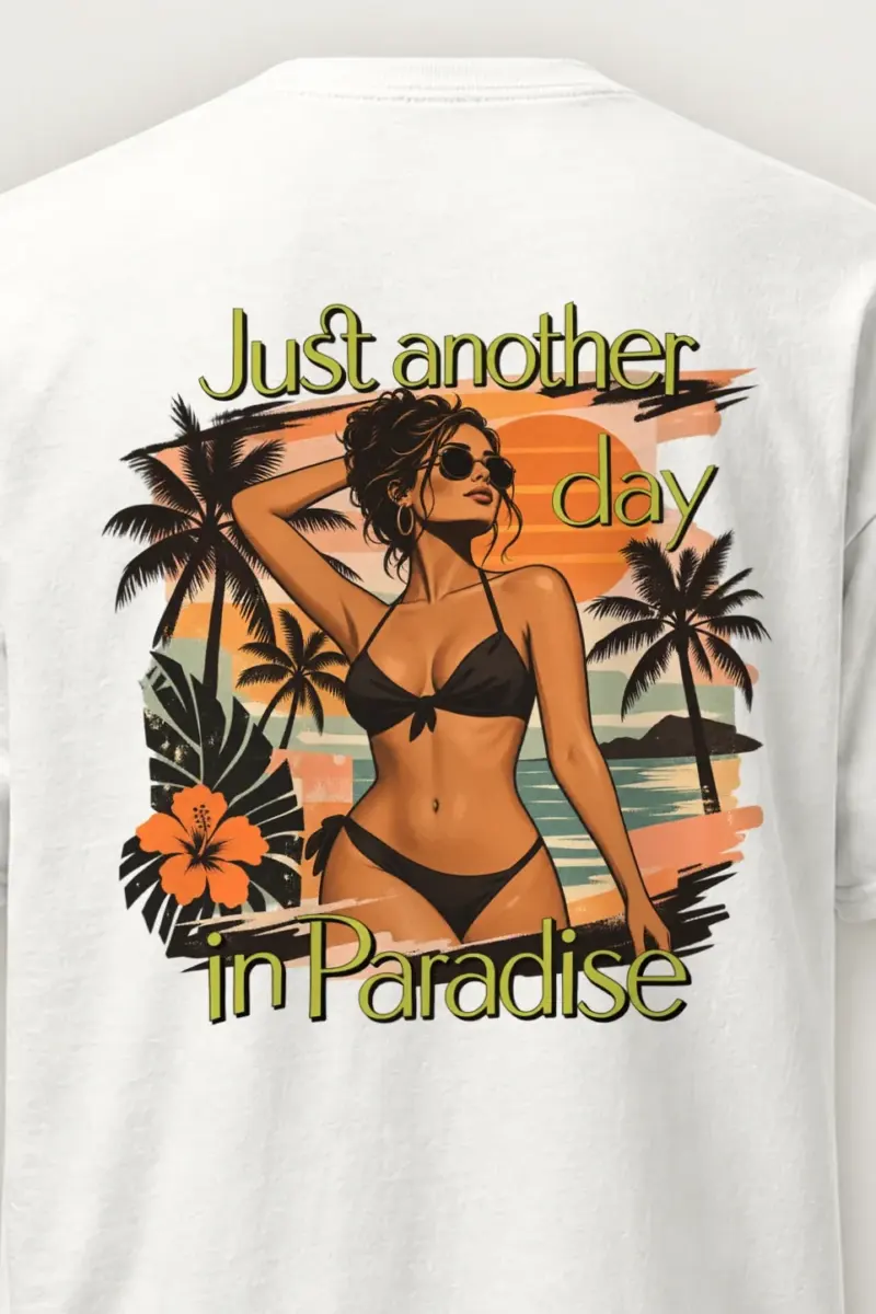 "Paradise Day" Heavyweight Unisex Crewneck T-shirt