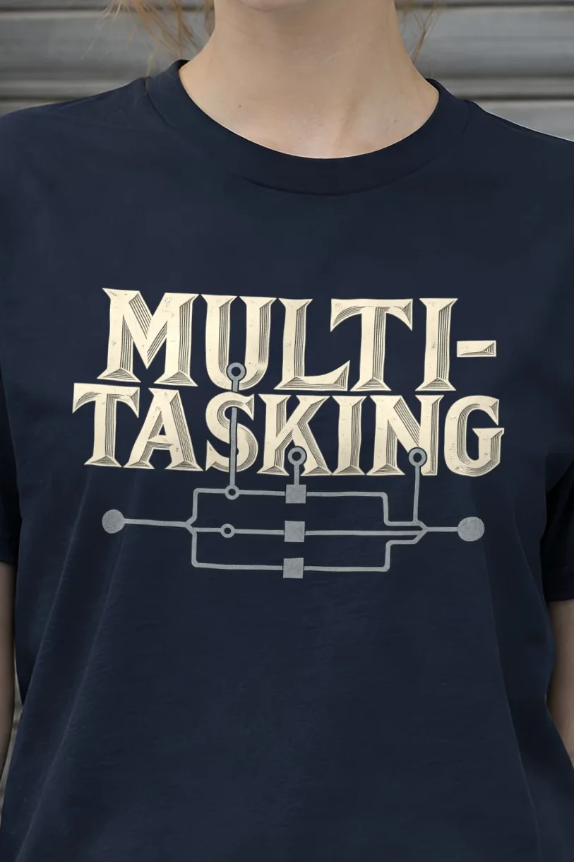 "Parallel Logic" Heavyweight Unisex Crewneck T-shirt - the graphic up close