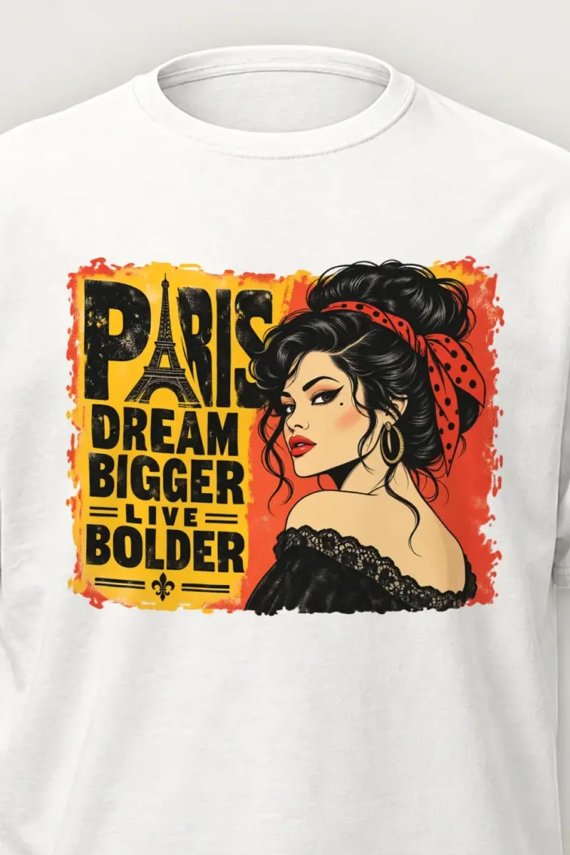 "Paris Dream Bigger" Heavyweight Unisex Crewneck T-shirt