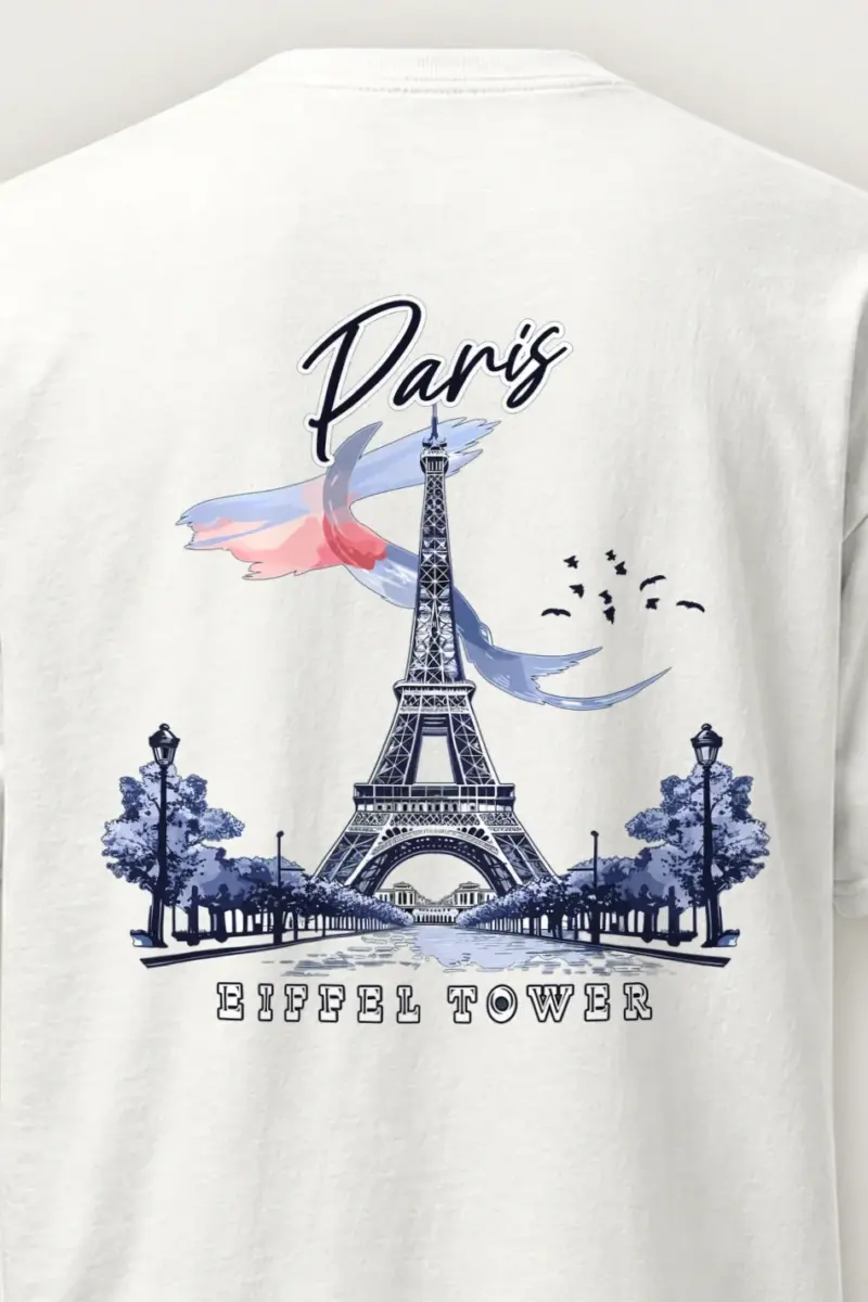 "Paris Eiffel Tower" Heavyweight Unisex Crewneck T-shirt