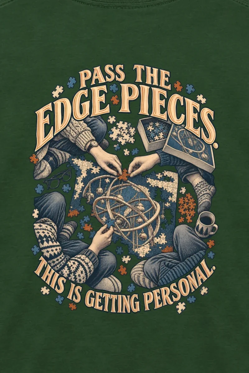 "Pass the Edge Pieces" Unisex Longsleeve T-shirt - the graphic up close