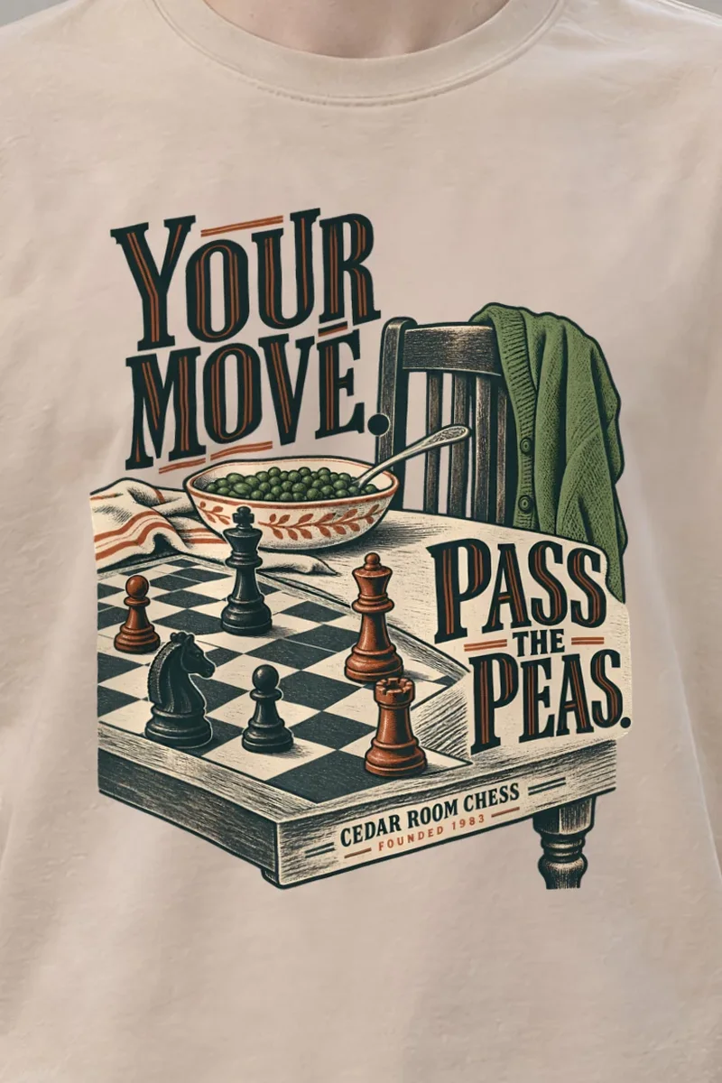 "Pass The Peas" Heavyweight Unisex Crewneck T-shirt - the graphic up close