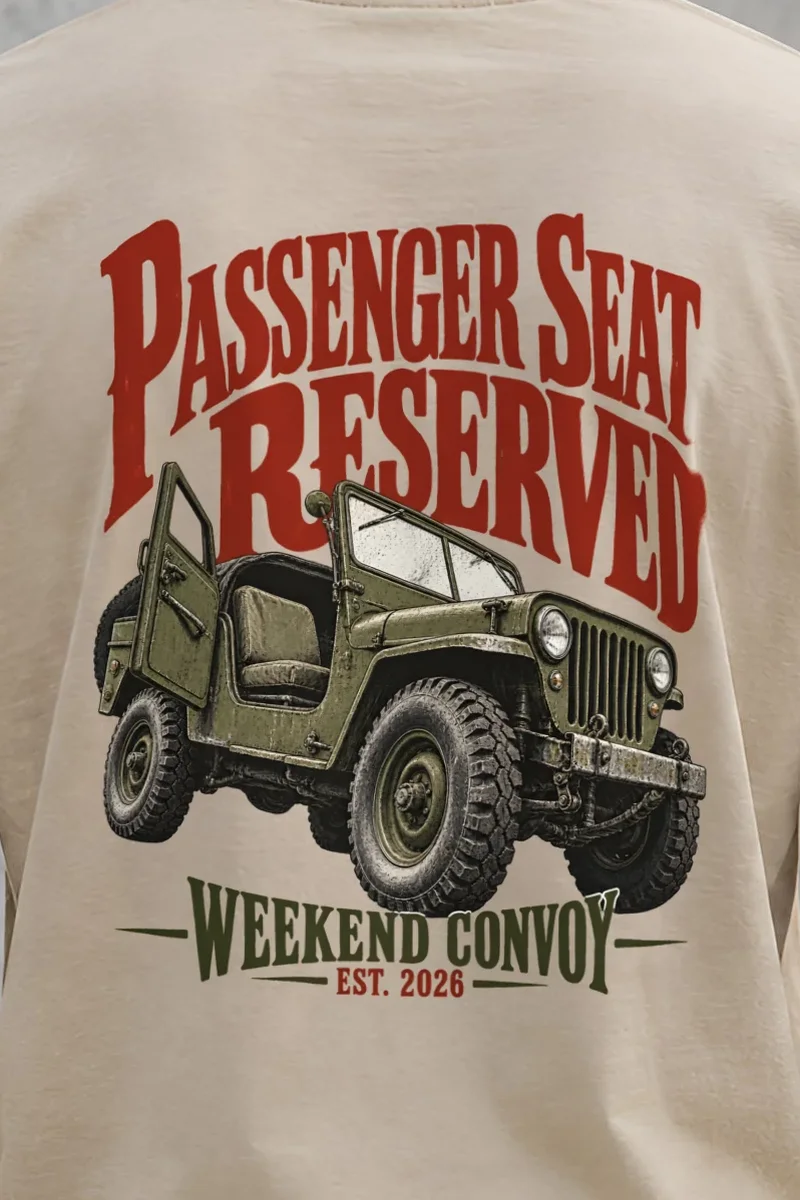 "Passenger Seat Reserved" Unisex Longsleeve T-shirt - the graphic up close