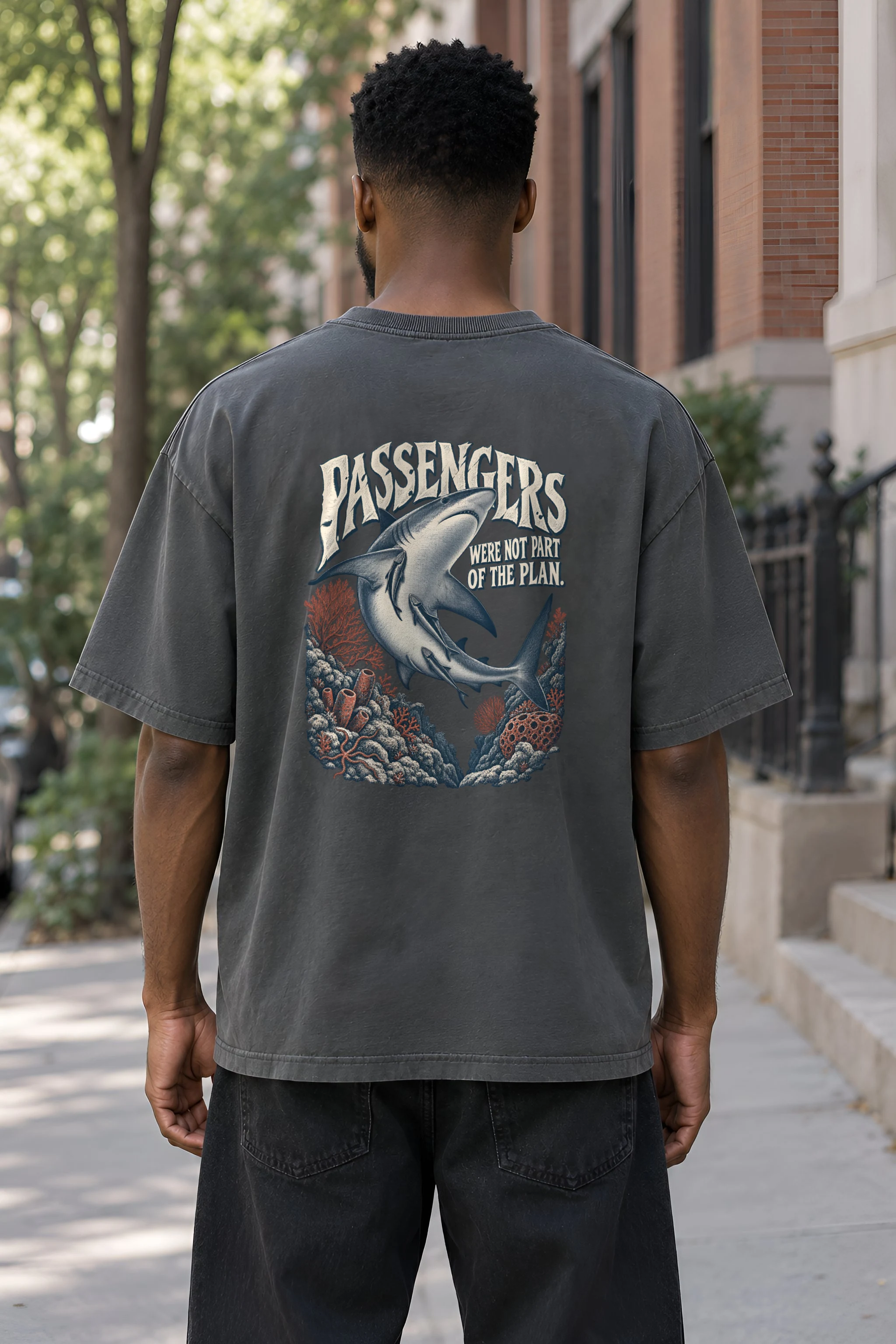 "Passengers Were Not Part of the Plan" Men's Oversized Heavyweight Crewneck T-Shirt