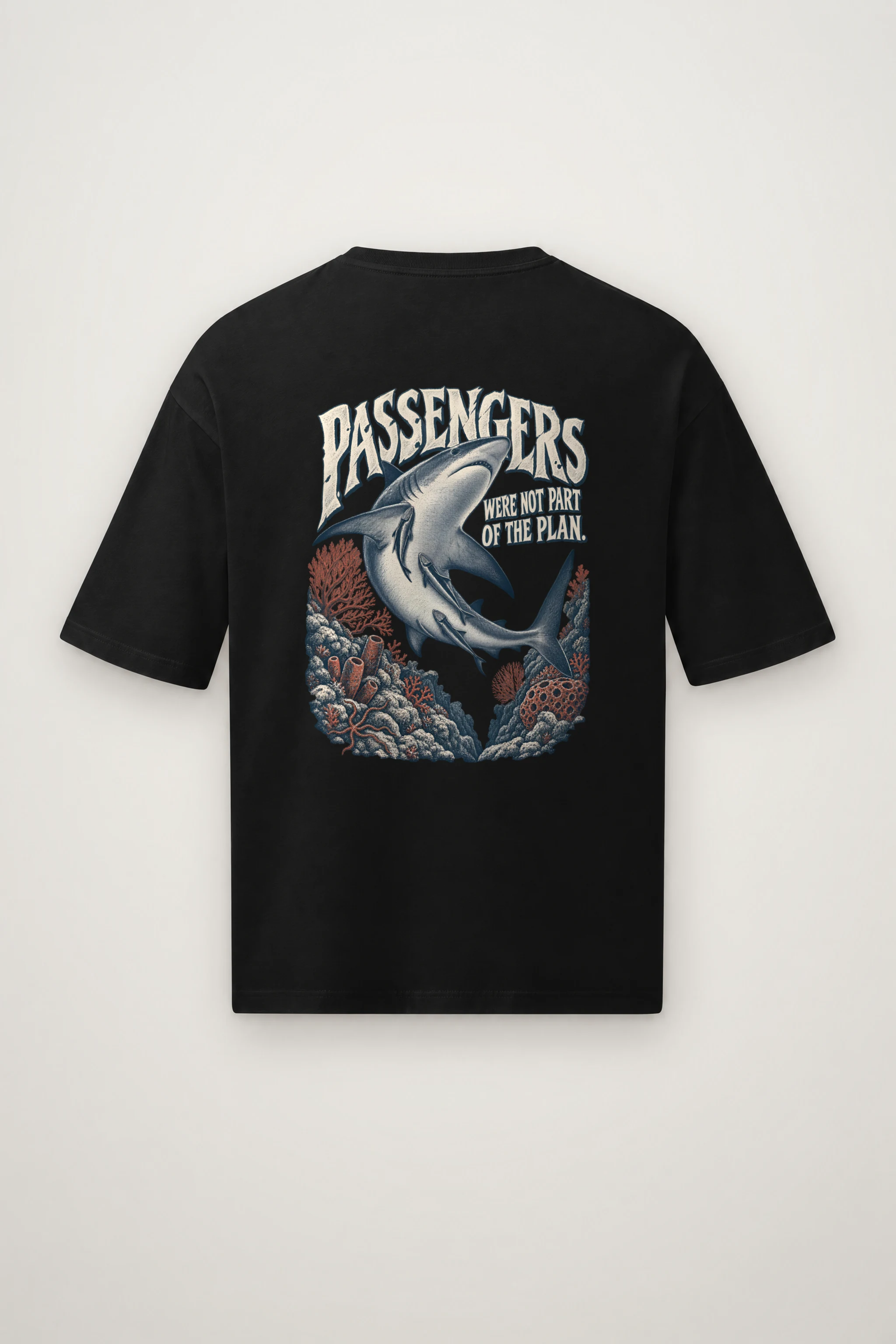 "Passengers Were Not Part of the Plan" Men's Oversized Heavyweight Crewneck T-Shirt