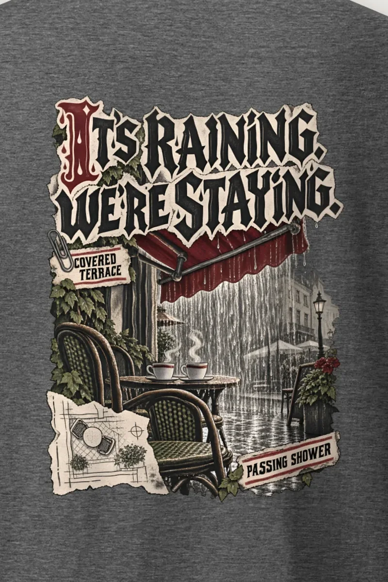 "Passing Shower" Heavyweight Unisex Crewneck T-shirt - the graphic up close