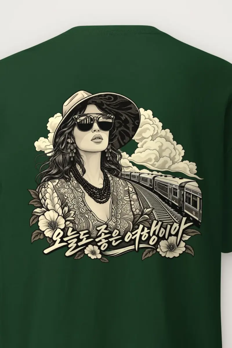 "Passing Train" Heavyweight Unisex Crewneck T-shirt