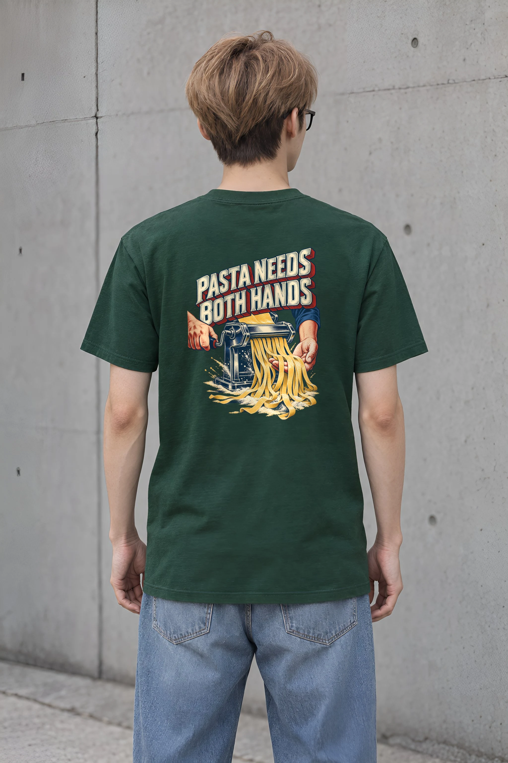 "Pasta Needs Both Hands" Heavyweight Unisex Crewneck T-shirt