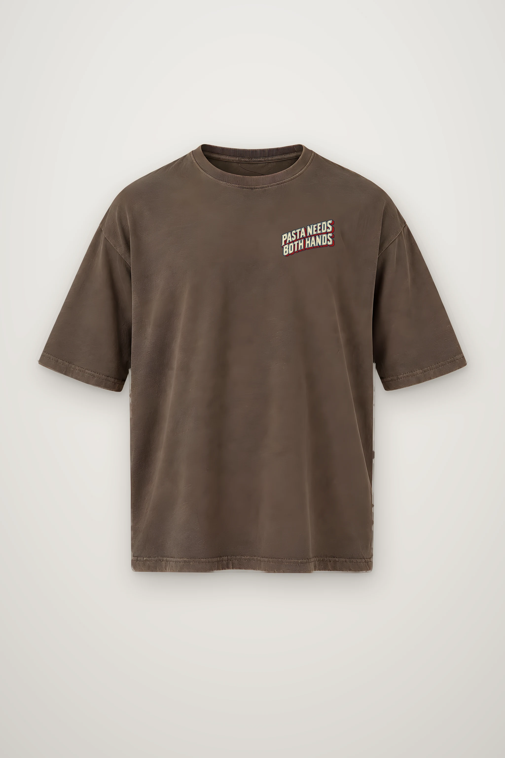 "Pasta Needs Both Hands" Men's Oversized Heavyweight Crewneck T-Shirt