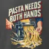 "Pasta Needs Both Hands" Men's Oversized Heavyweight Crewneck T-Shirt