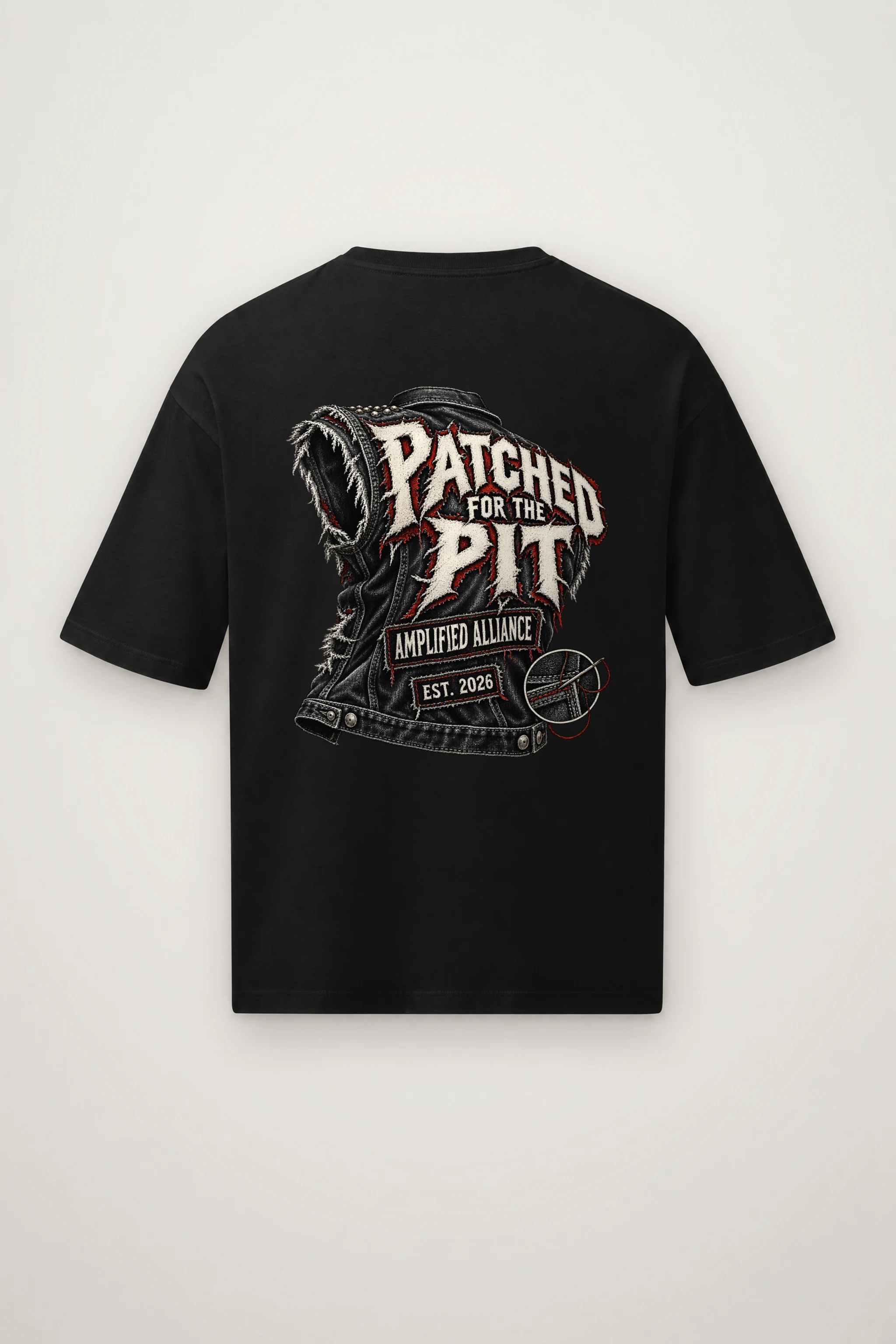 "Patched for the Pit" Men's Oversized Heavyweight Crewneck T-Shirt