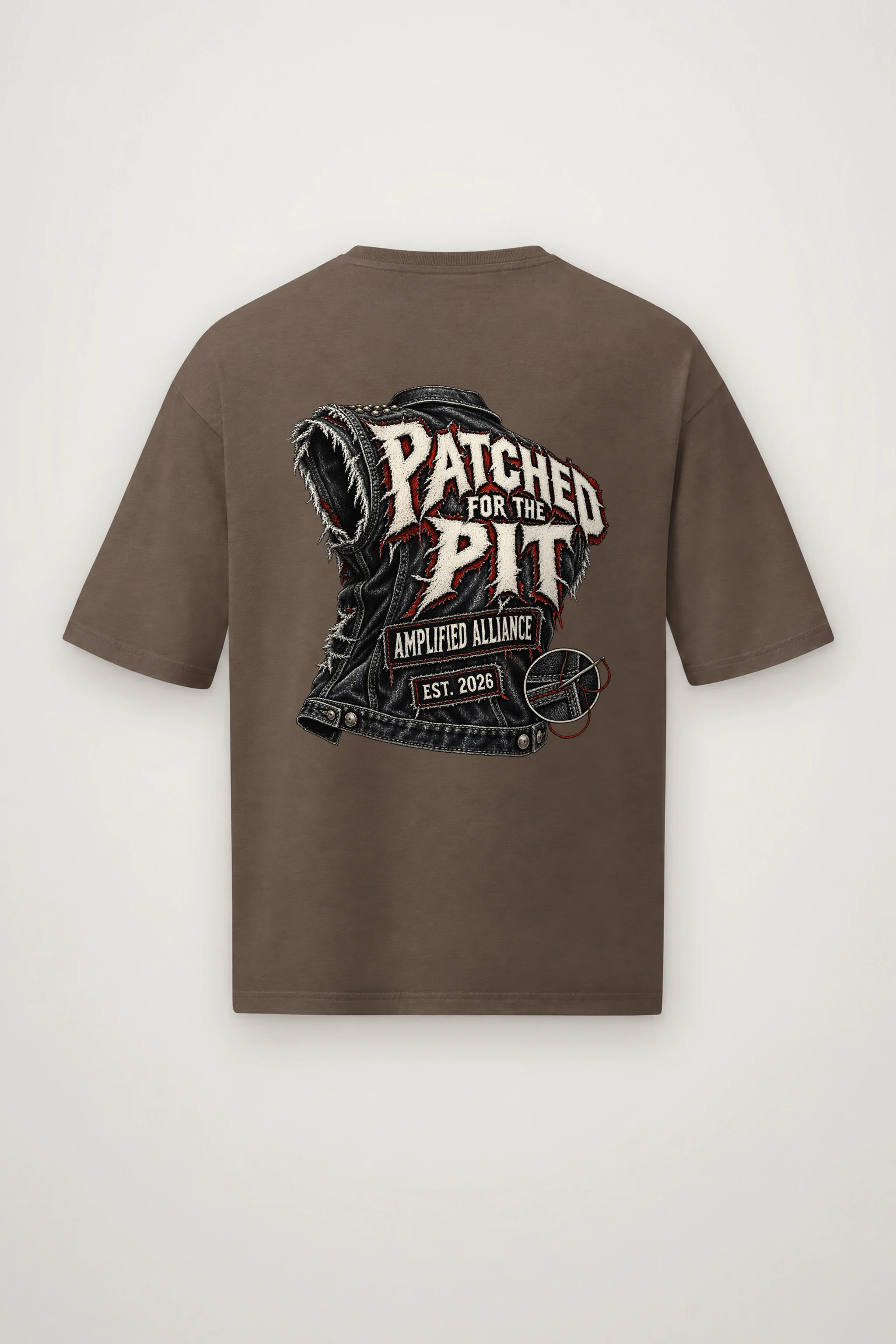 "Patched for the Pit" Men's Oversized Heavyweight Crewneck T-Shirt