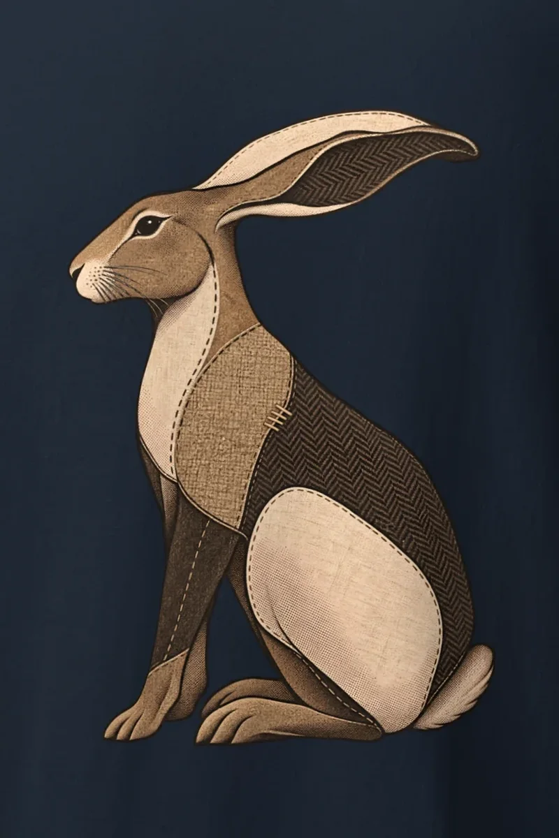 "Patchwork Hare" Heavyweight Unisex Crewneck T-shirt