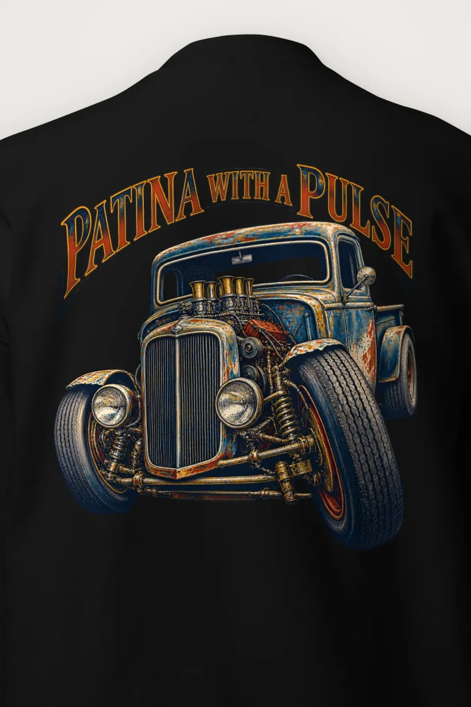 "Patina With a Pulse" Heavy Blend Unisex Crewneck Sweatshirt - the graphic up close