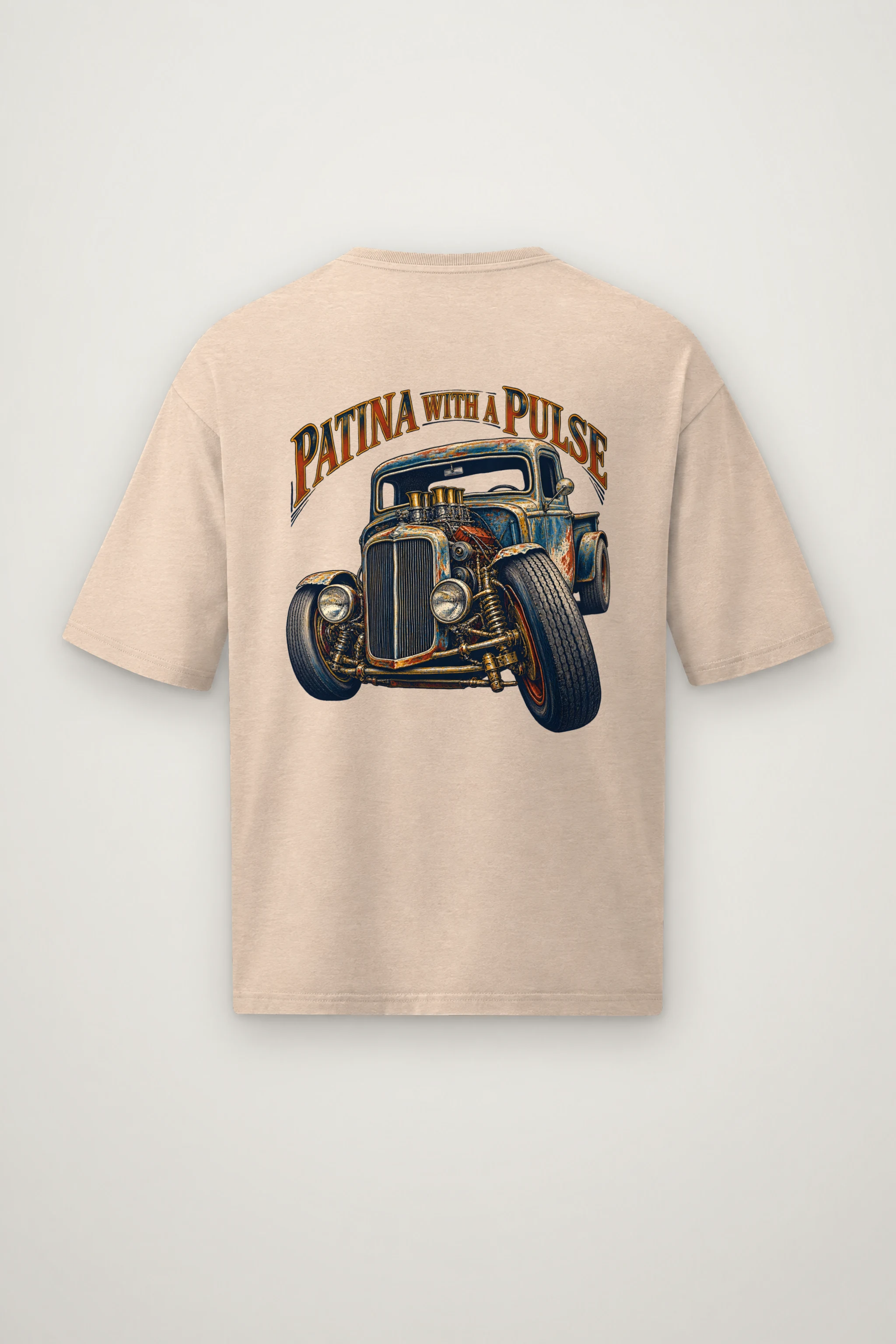 "Patina With a Pulse" Men's Oversized Heavyweight Crewneck T-Shirt
