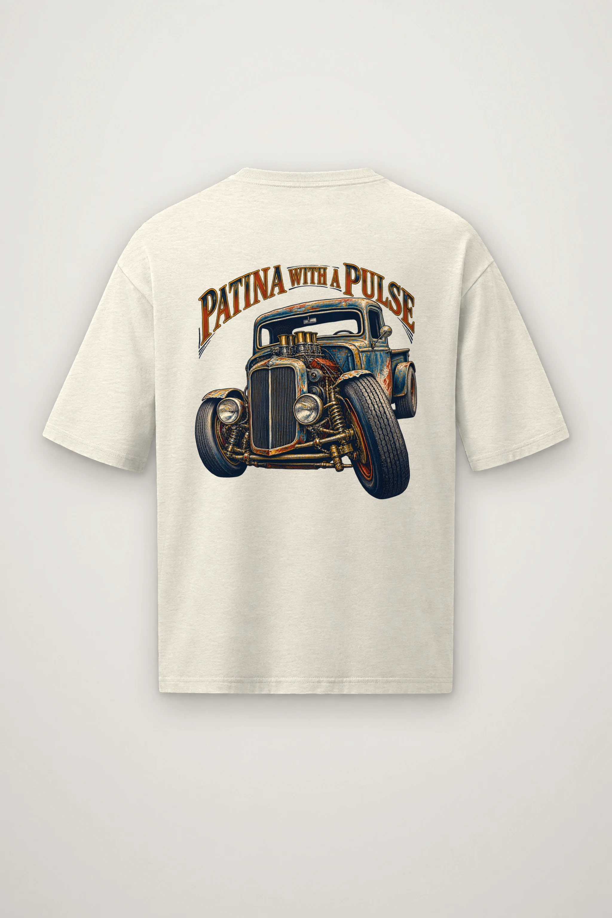 "Patina With a Pulse" Men's Oversized Heavyweight Crewneck T-Shirt