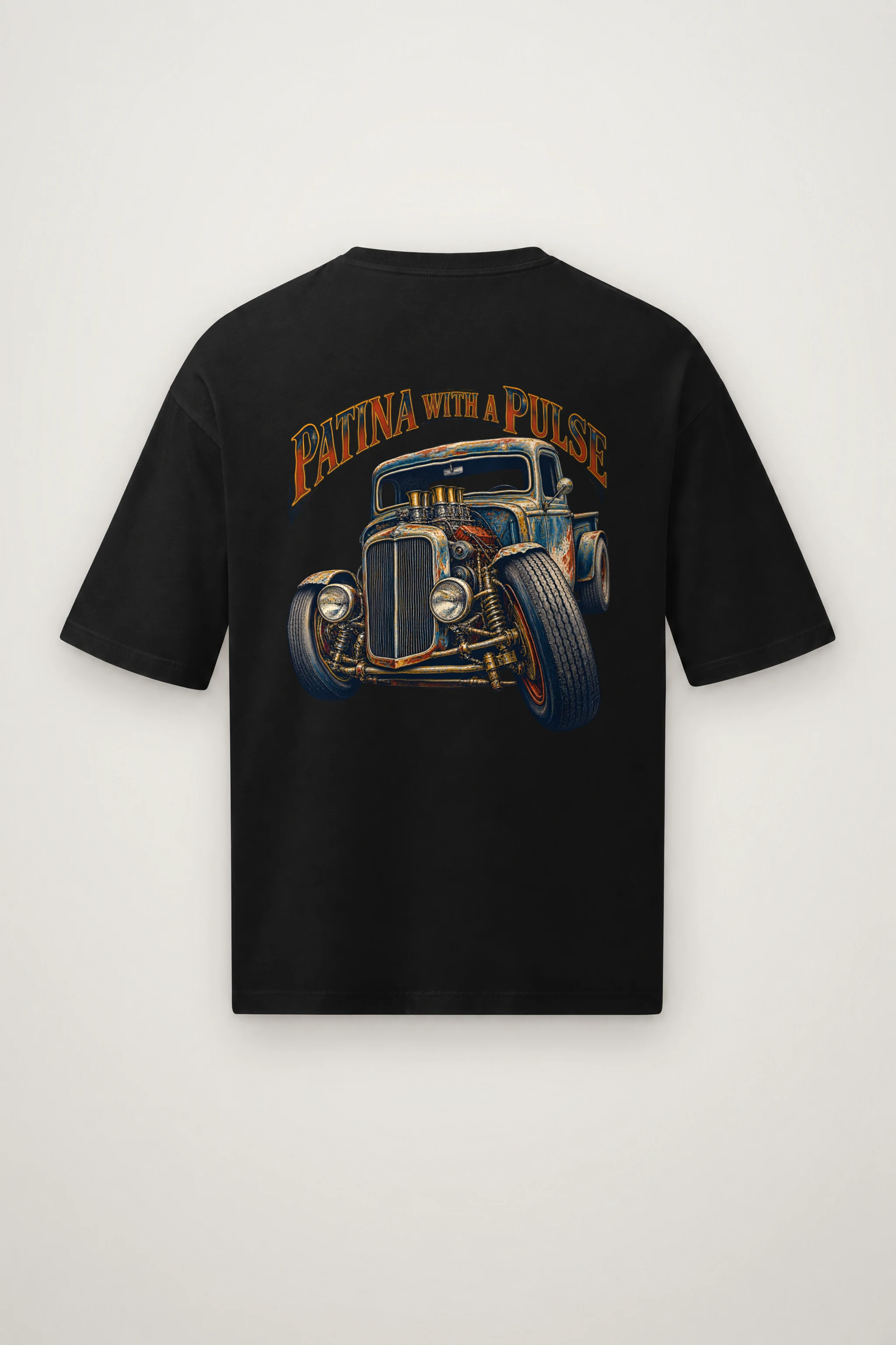 "Patina With a Pulse" Men's Oversized Heavyweight Crewneck T-Shirt