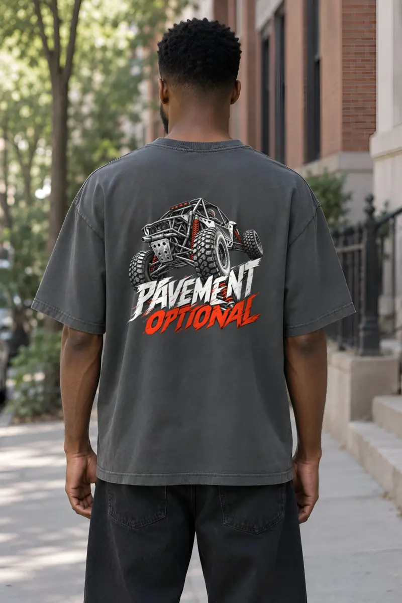 “Pavement Optional” Men’s Oversized Heavyweight Crewneck T-Shirt