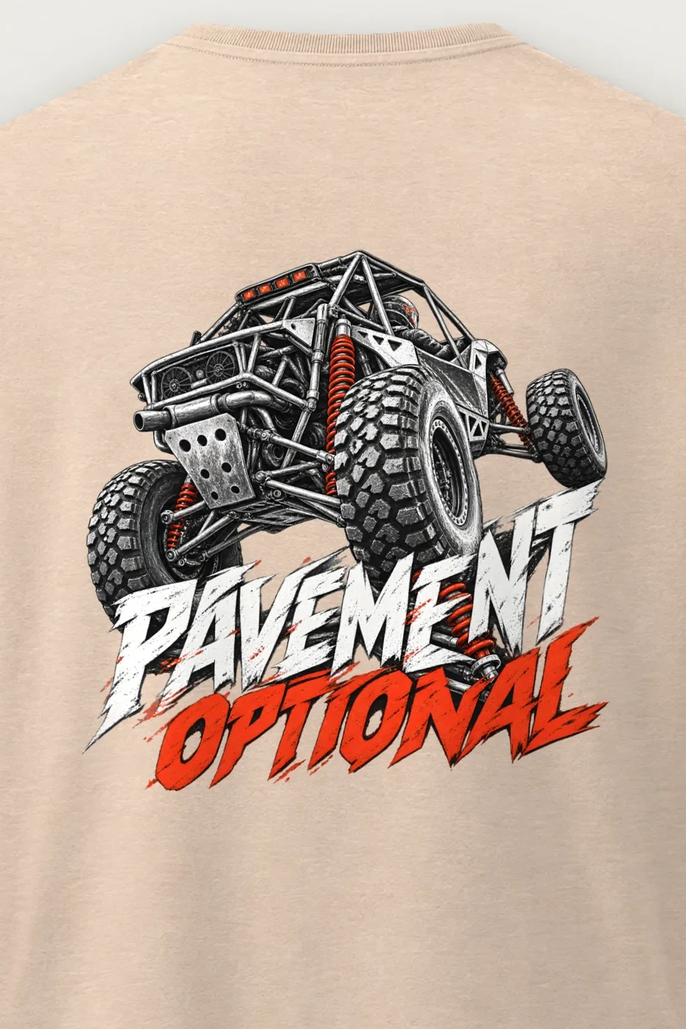 "Pavement Optional" Men’s Oversized Heavyweight Crewneck T-Shirt - the graphic up close