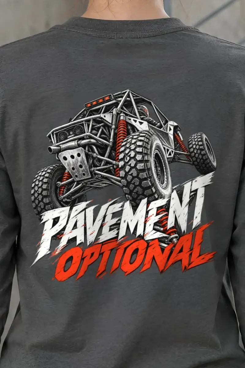 "Pavement Optional" Unisex Longsleeve T-shirt - the graphic up close