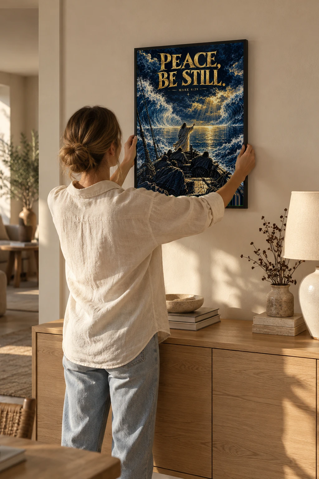 "Peace, Be Still" Premium Wooden Framed Poster