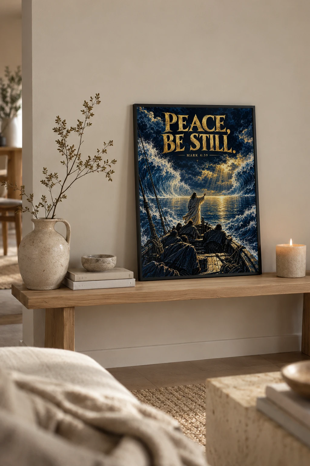 "Peace, Be Still" Premium Wooden Framed Poster