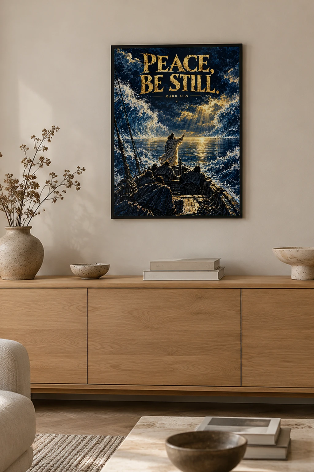 "Peace, Be Still" Premium Wooden Framed Poster