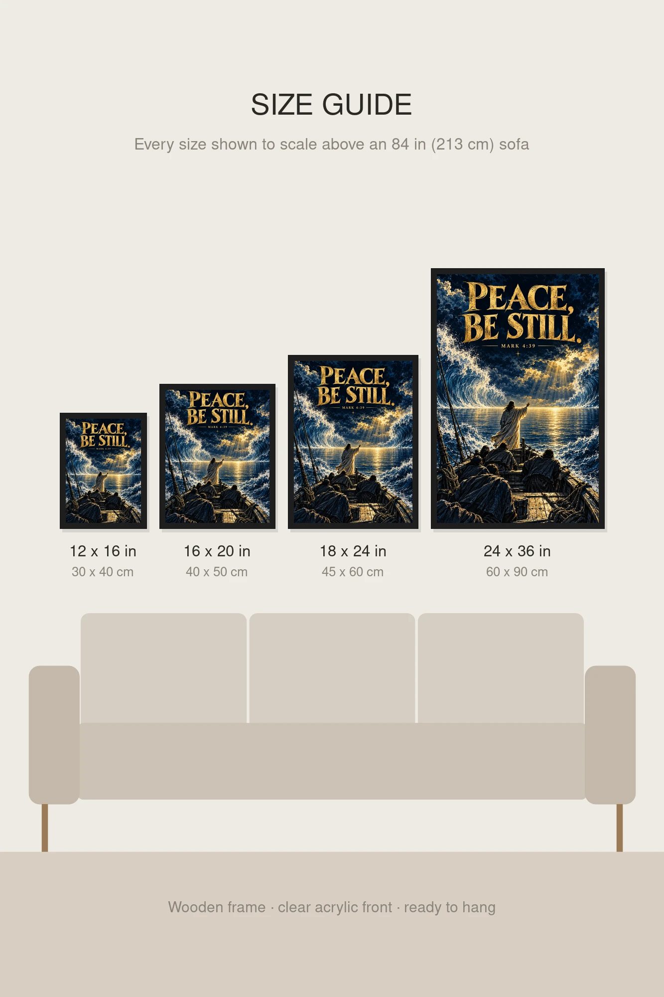 "Peace, Be Still" Premium Wooden Framed Poster