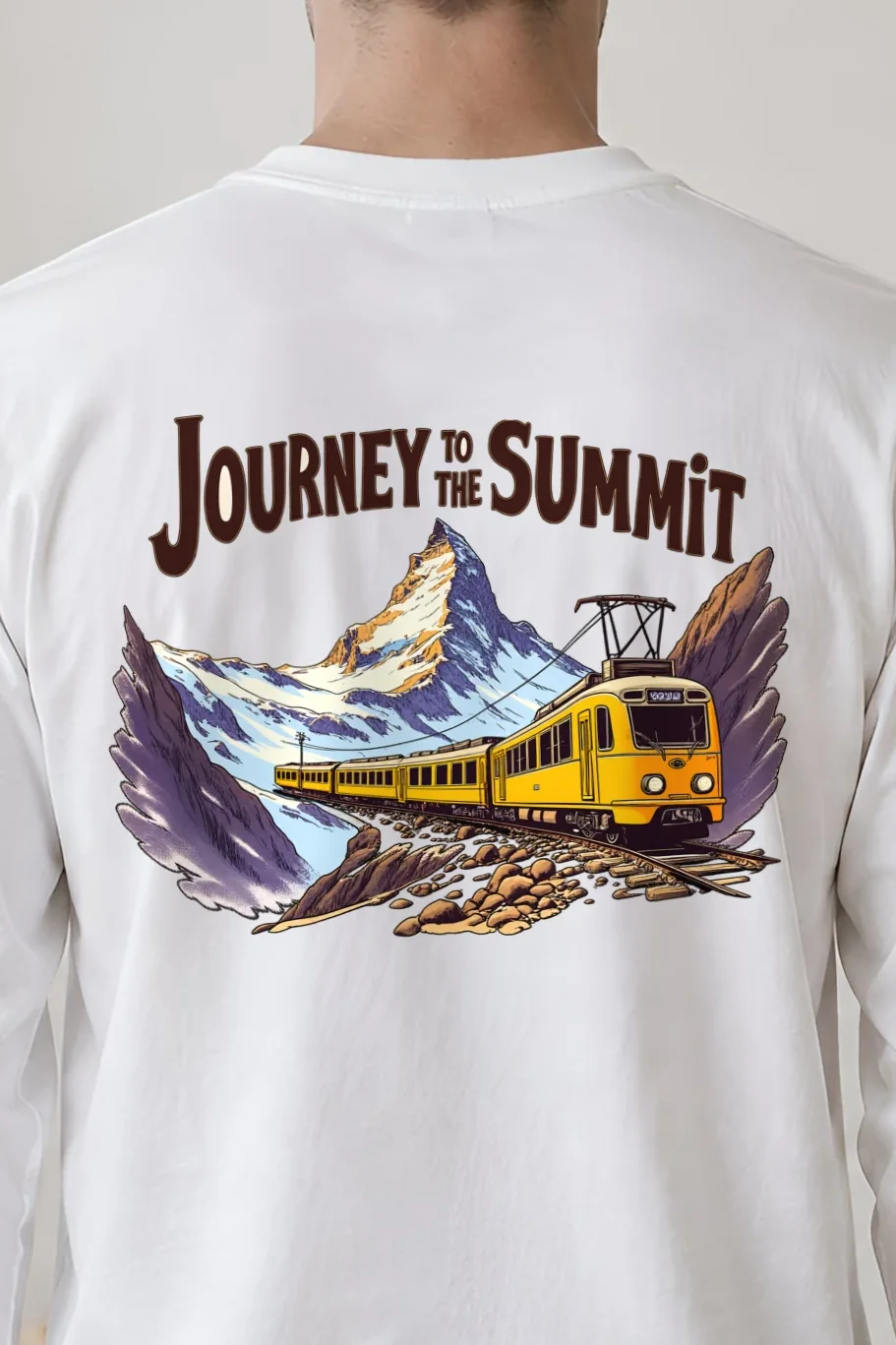 "Peakbound Express" Unisex Longsleeve T-shirt - the graphic up close