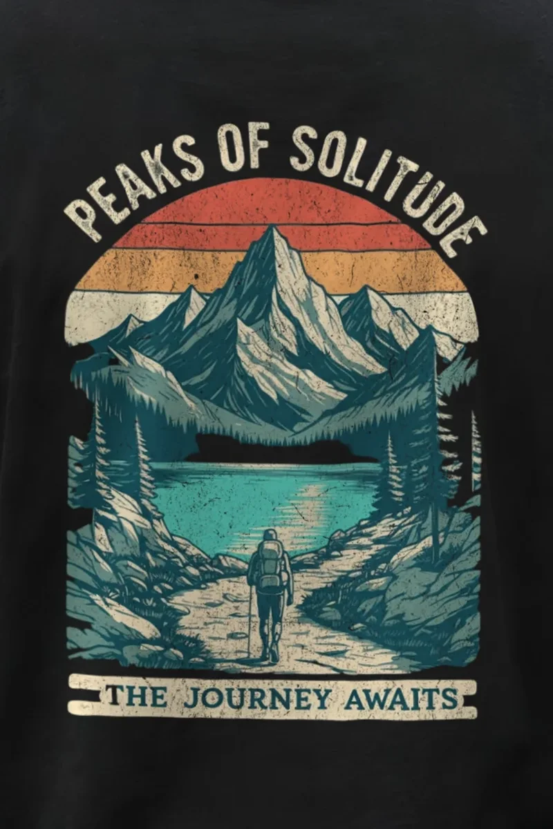 "Peaks Of Solitude" Unisex Longsleeve T-shirt - the graphic up close