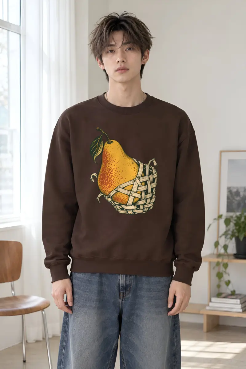 "Pear in Woven Basket" Heavy Blend Unisex Crewneck Sweatshirt
