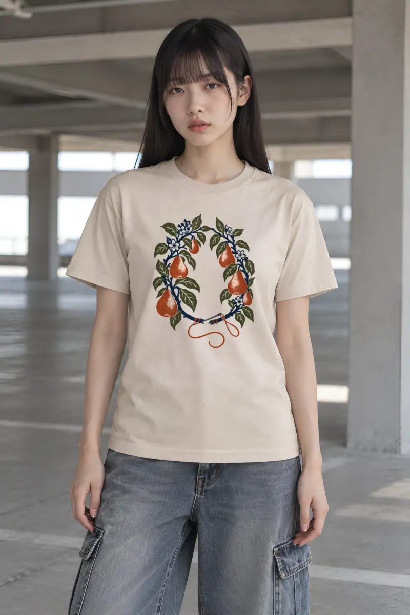 “Pear Wreath With Needle” Heavyweight Unisex Crewneck T-shirt