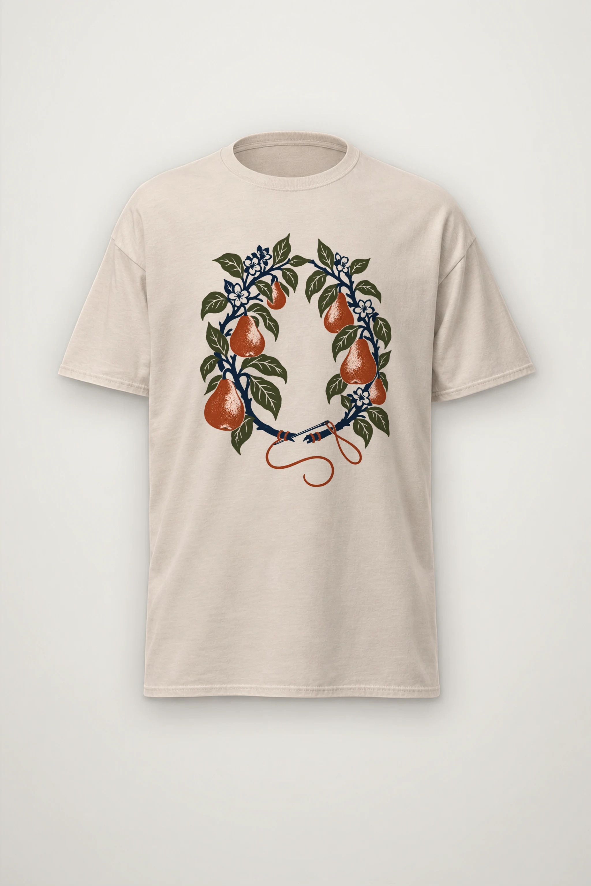 "Pear Wreath With Needle" Heavyweight Unisex Crewneck T-shirt