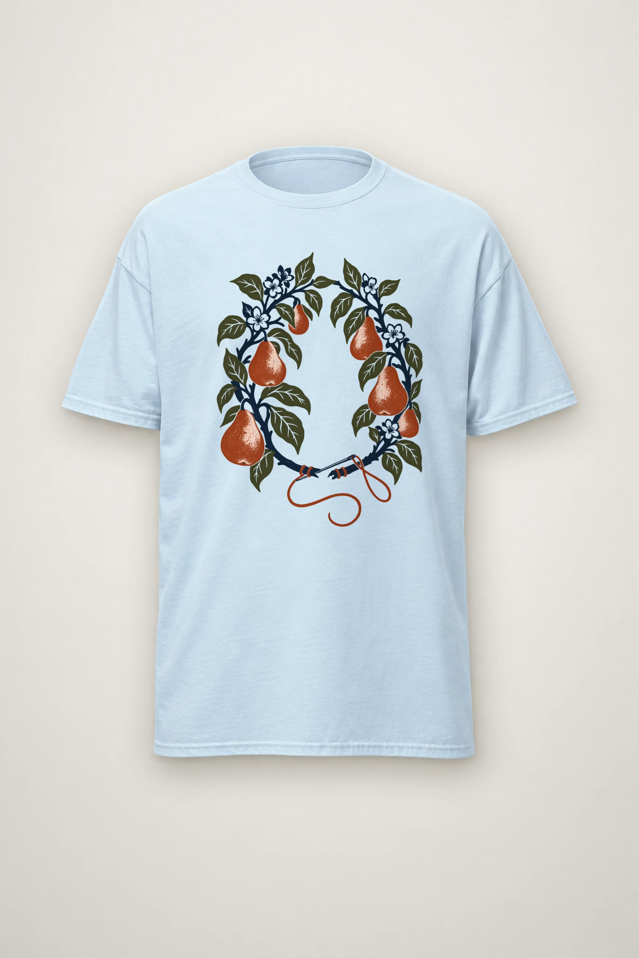 "Pear Wreath With Needle" Heavyweight Unisex Crewneck T-shirt