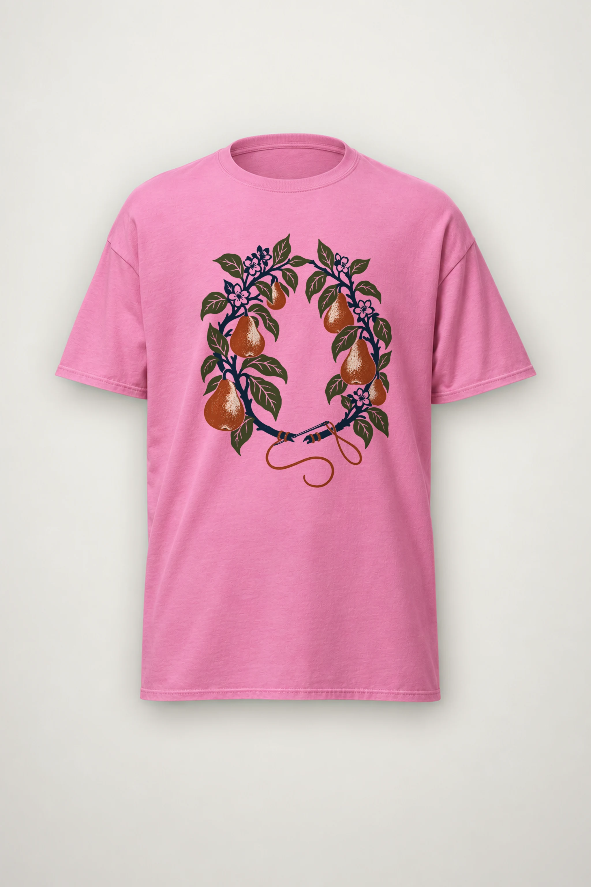 "Pear Wreath With Needle" Heavyweight Unisex Crewneck T-shirt