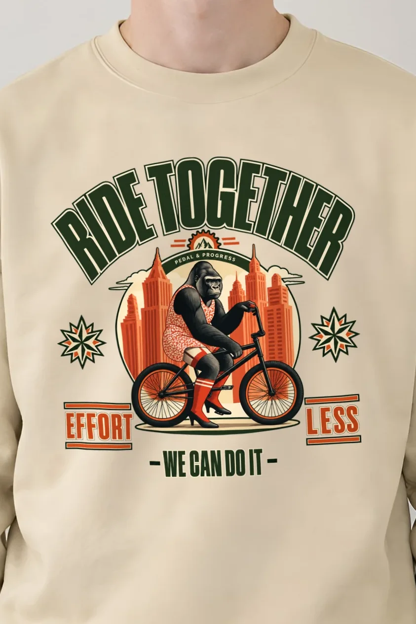 "Pedal And Progress" 1 Crewneck Sweatshirt - the graphic up close