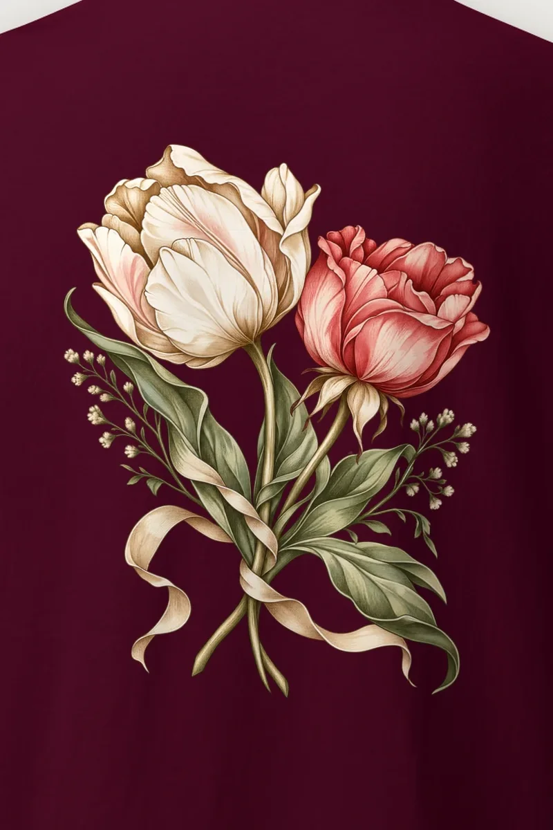 "Peony Ribbon Bouquet" Heavyweight Unisex Crewneck T-shirt