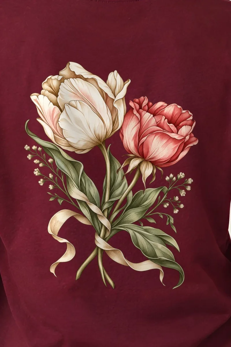 "Peony Ribbon Bouquet" Heavyweight Unisex Crewneck T-shirt