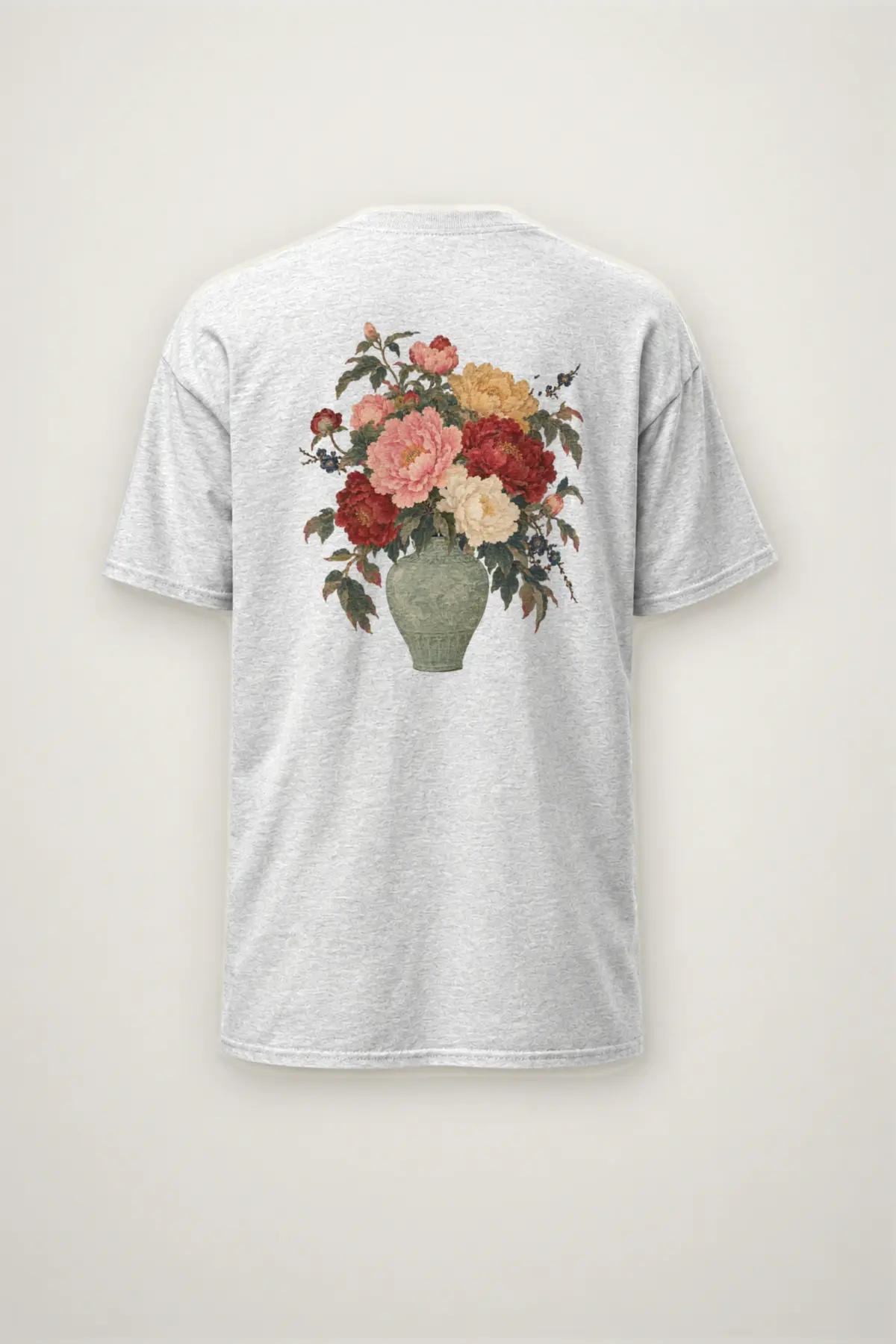 "Peony Vase with Floral Branches" Heavyweight Unisex Crewneck T-shirt