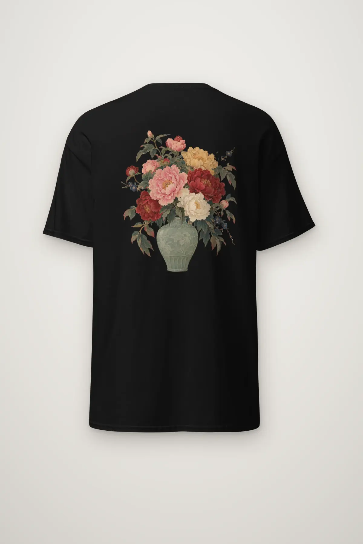 "Peony Vase with Floral Branches" Heavyweight Unisex Crewneck T-shirt