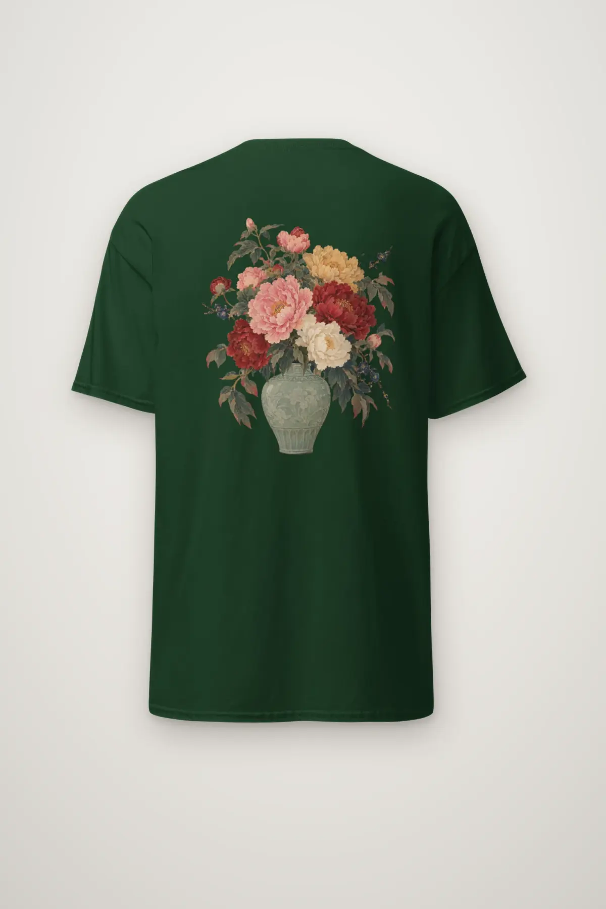 "Peony Vase with Floral Branches" Heavyweight Unisex Crewneck T-shirt