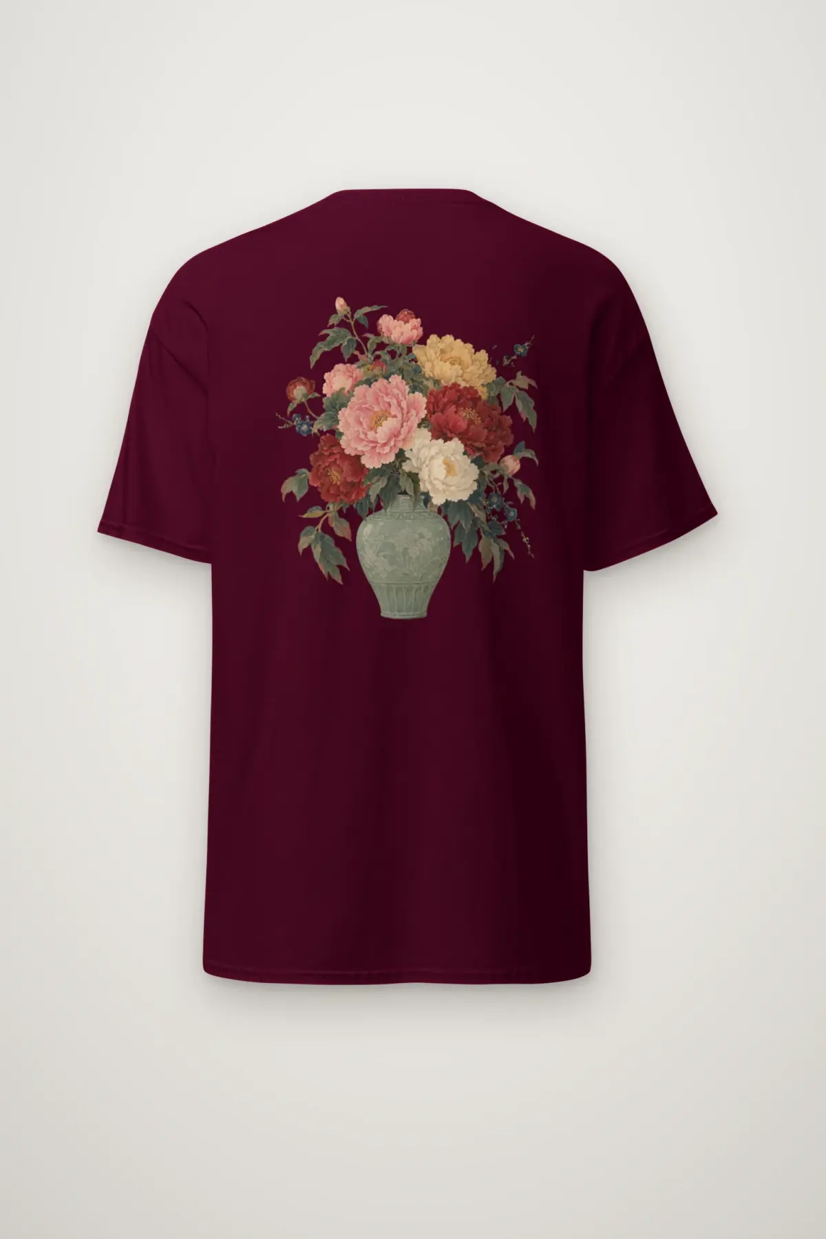 "Peony Vase with Floral Branches" Heavyweight Unisex Crewneck T-shirt