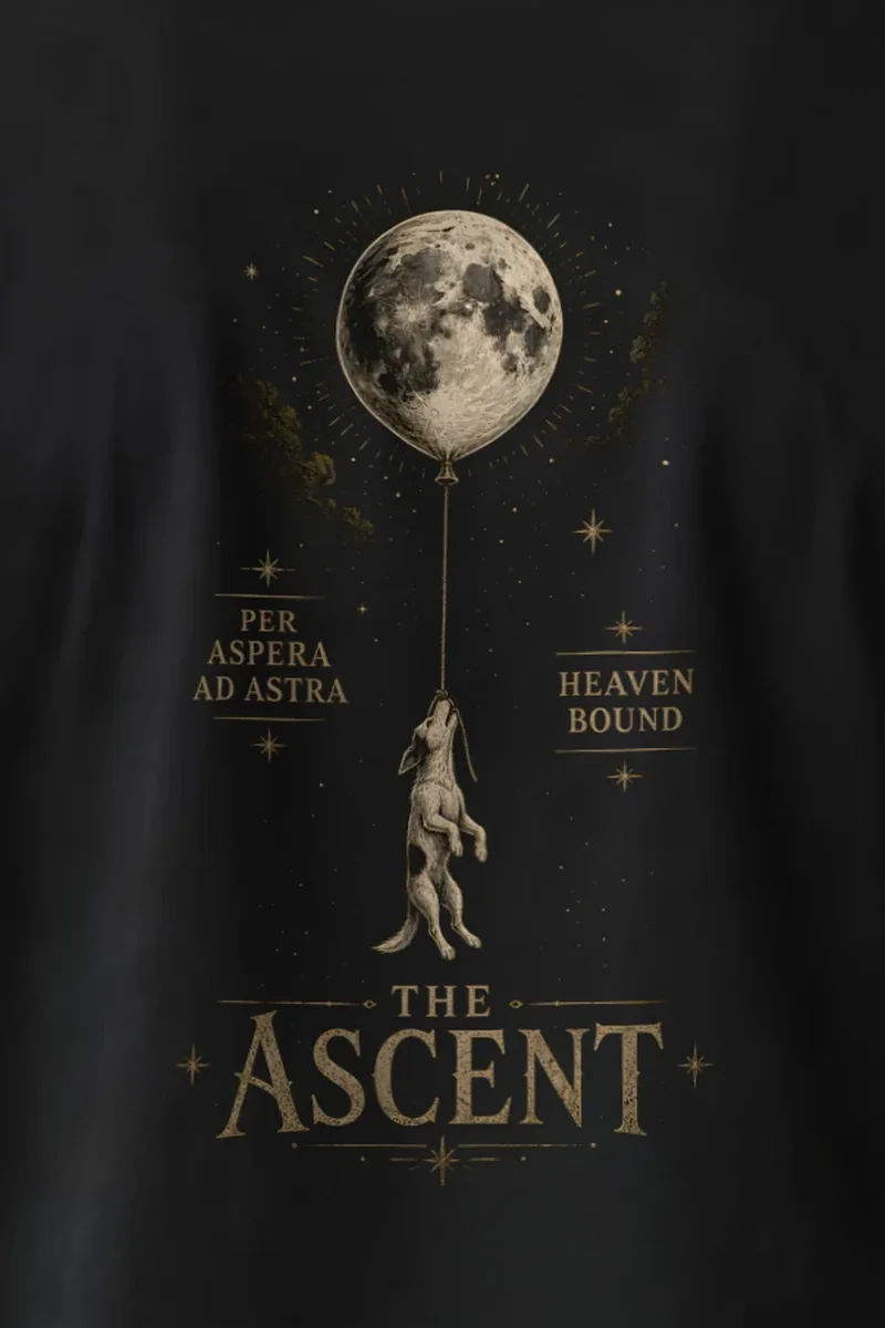 "Per Aspera Ad Astra" Heavyweight Unisex Crewneck T-shirt - the graphic up close