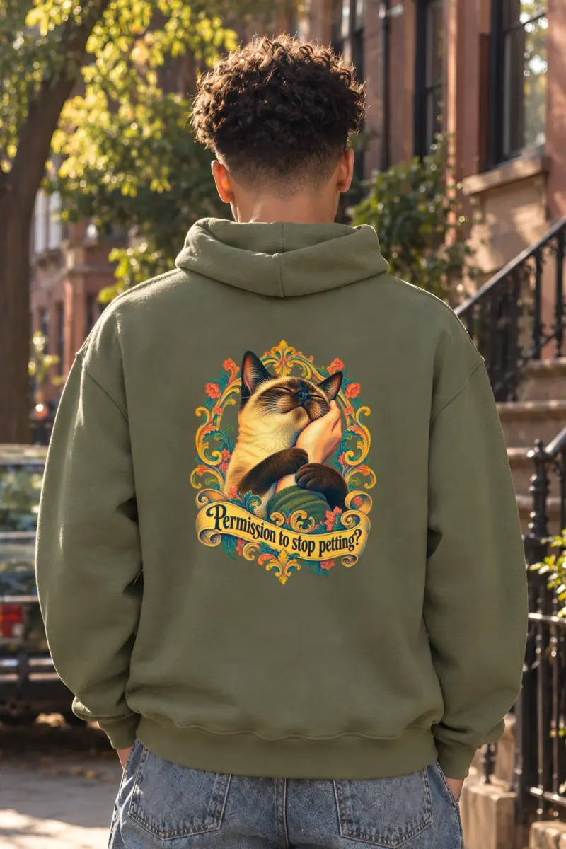 “Permission To Stop Petting?” Unisex Pullover Hoodie