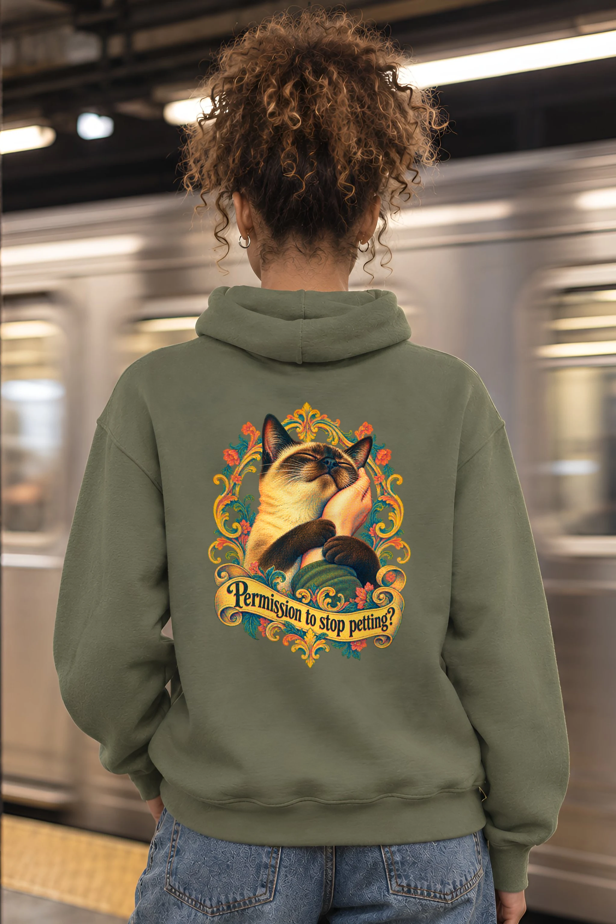"Permission To Stop Petting?" Heavy Blend Unisex Pullover Hoodie