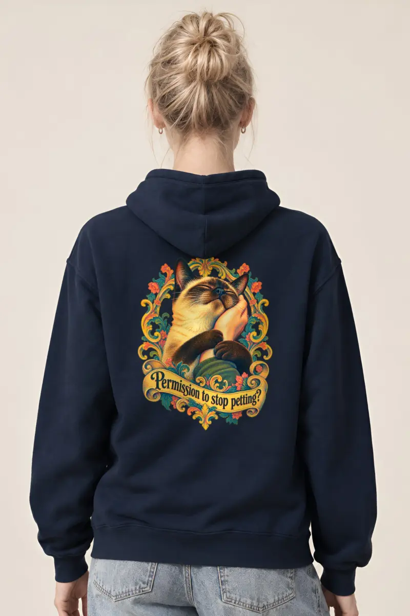 “Permission To Stop Petting?” Unisex Pullover Hoodie