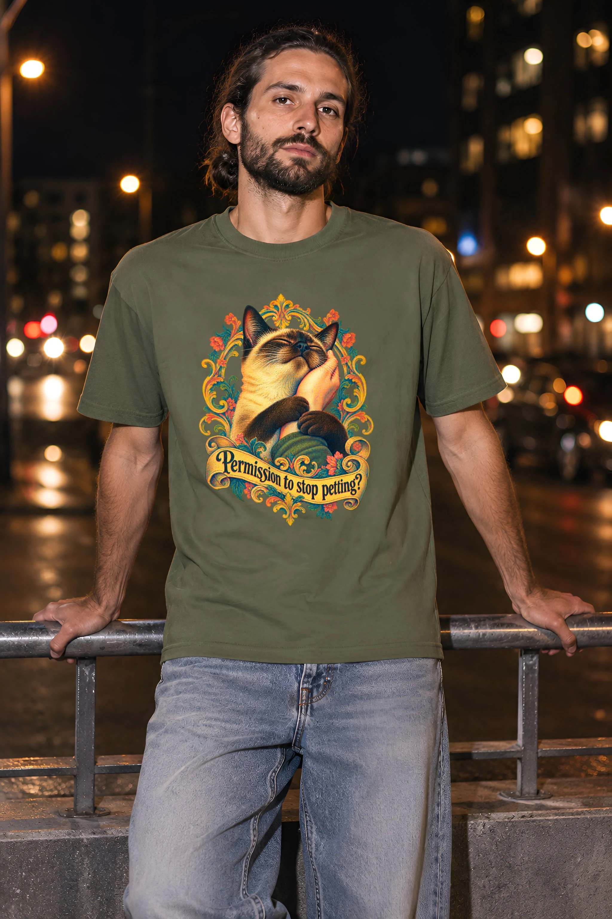 "Permission To Stop Petting?" Heavyweight Unisex Crewneck T-shirt