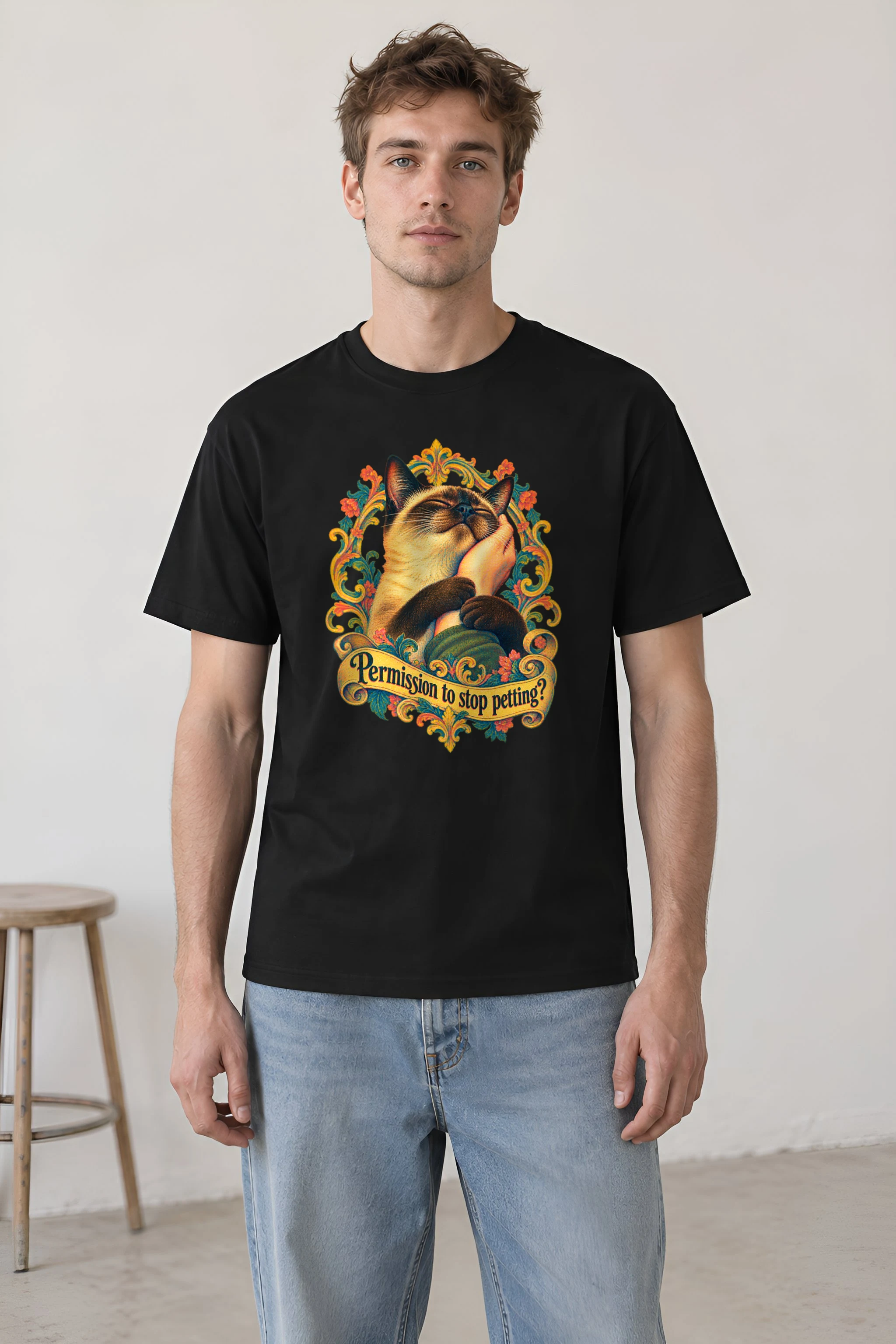 "Permission To Stop Petting?" Heavyweight Unisex Crewneck T-shirt